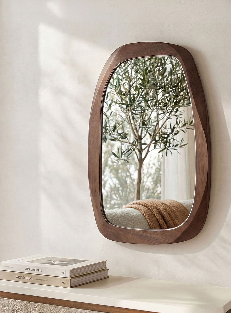 Irregular curves mango wood mirror product image (primary)