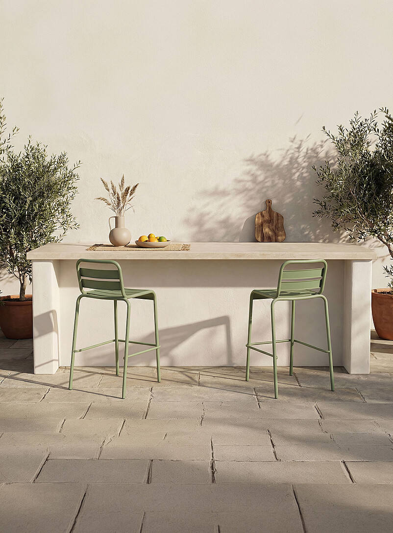 Kade Outdoor Slatted Bar Chairs Set Of 2