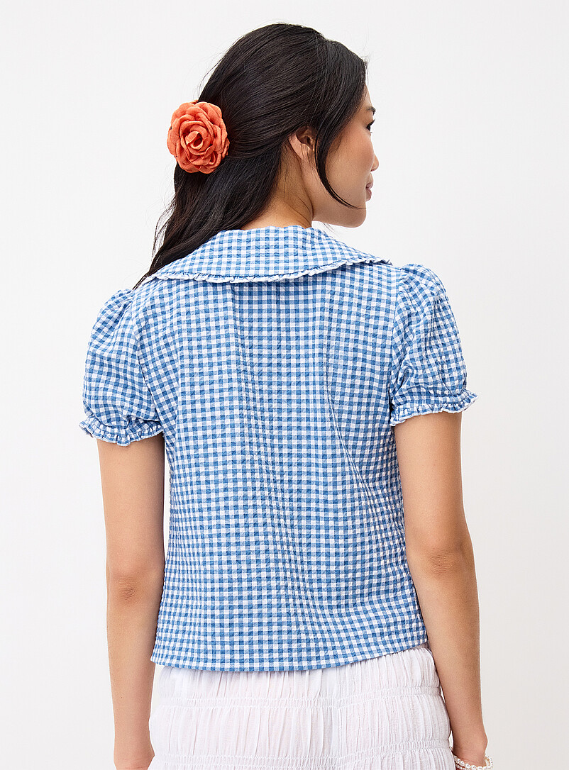 Twik: La blouse col Claudine manches bouffantes Vert lime pour femme