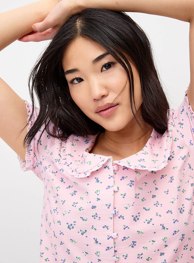 Twik: La blouse col Claudine manches bouffantes Vert lime pour femme