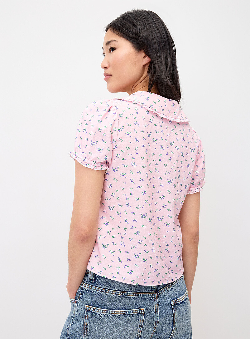 Twik: La blouse col Claudine manches bouffantes Vert lime pour femme