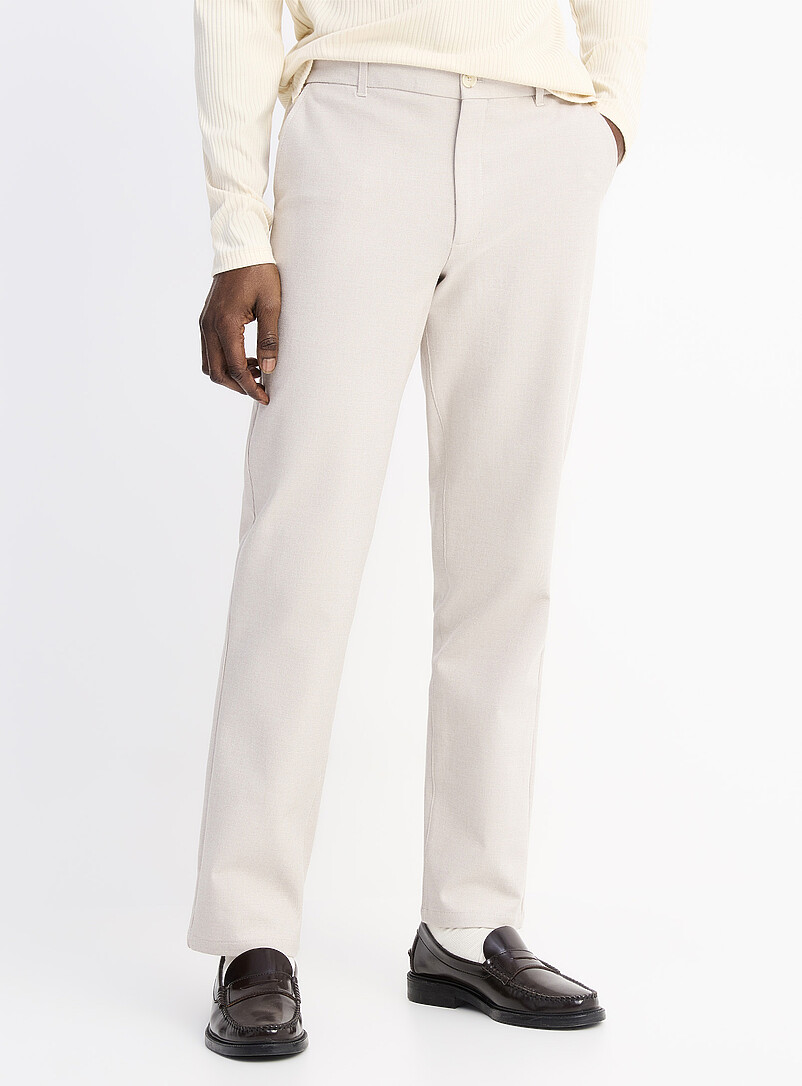 Le 31: Le pantalon microjacquard <b>Collection Innovation</b> Coupe London - Droite &eacute;troite Sable pour homme