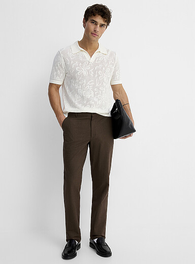 Le pantalon microjacquard <b>Collection Innovation</b> Coupe London - Droite &eacute;troite