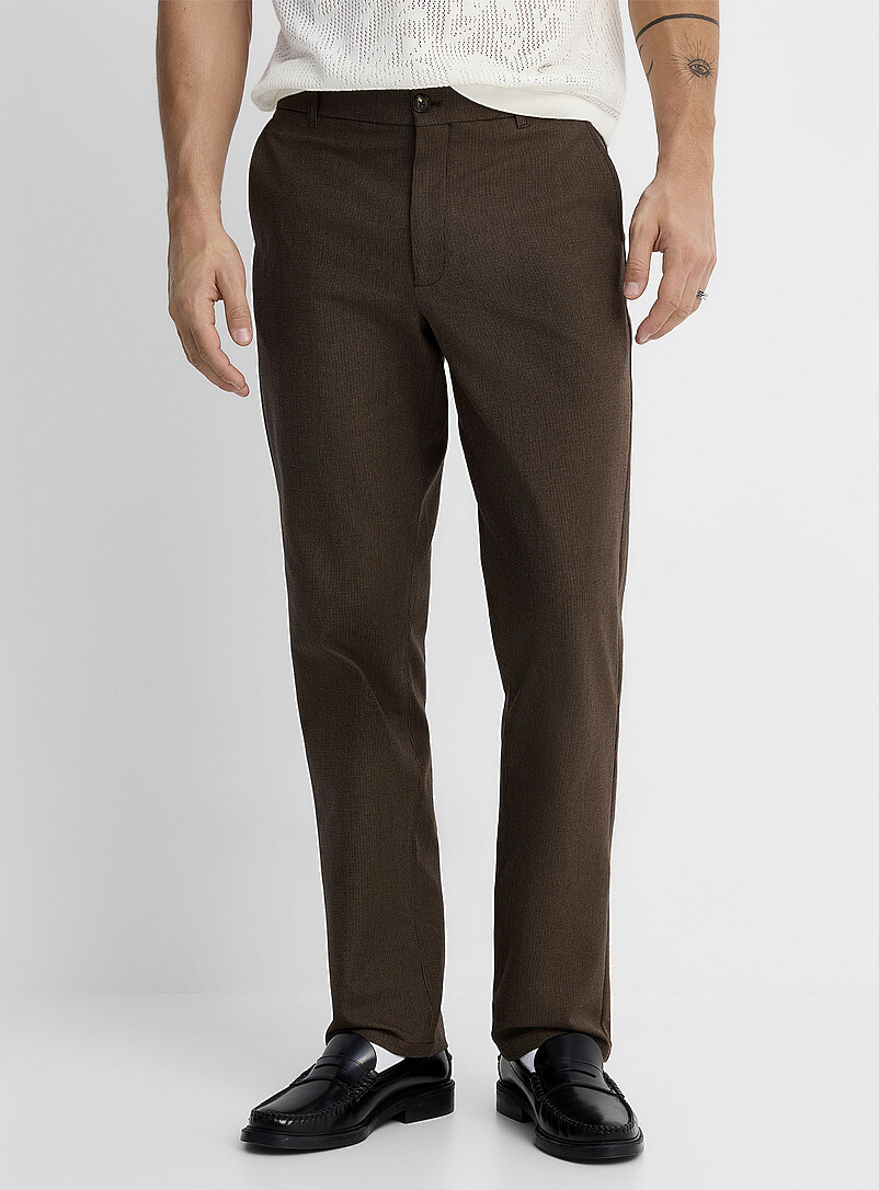 Le 31: Le pantalon microjacquard <b>Collection Innovation</b> Coupe London - Droite &eacute;troite Sable pour homme