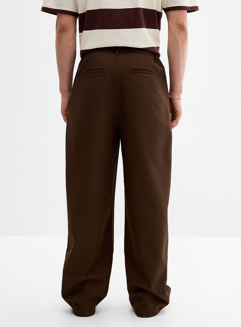 Djab Chocolate/Espresso Soft twill wide pant <b>Dalston fit - Wide & pleated</b> for men