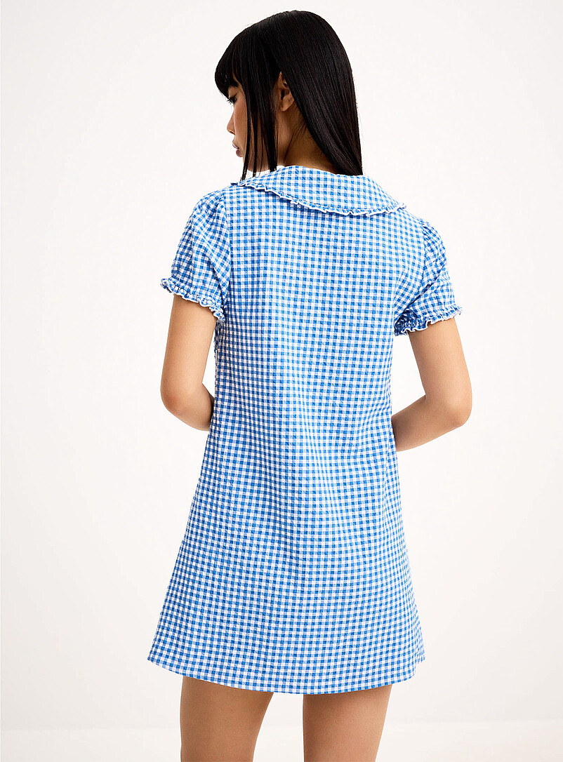 Twik Lime green Peter Pan collar seersucker dress for women