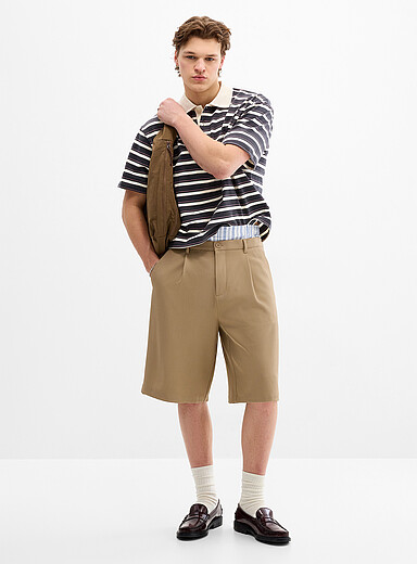 Le bermuda &agrave; plis twill souple <b>Coupe ample</b>