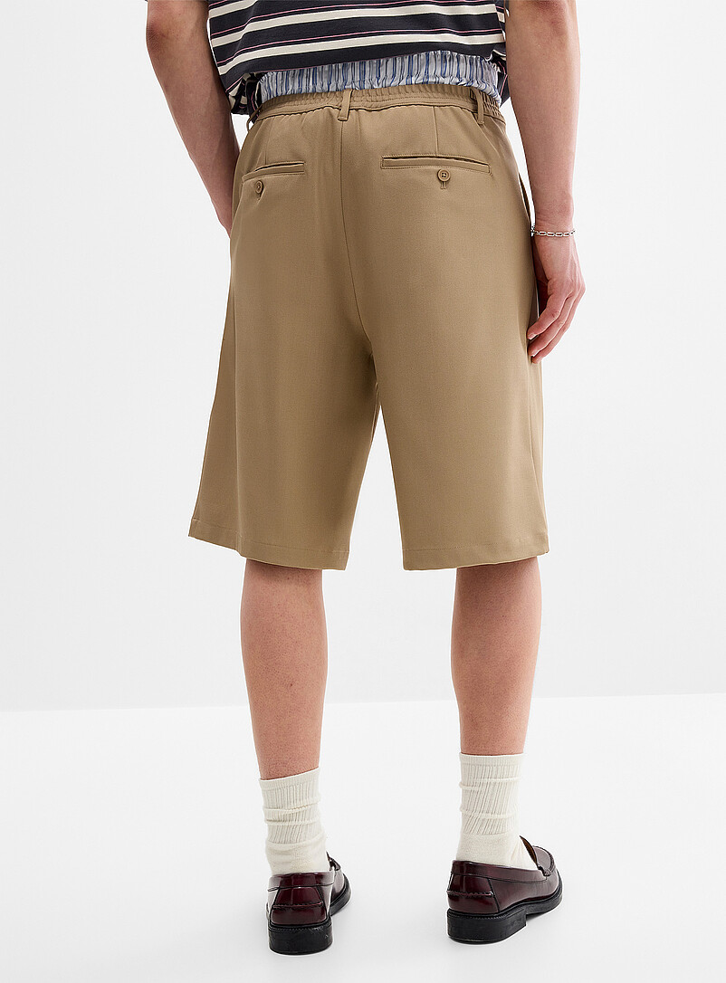 Djab: Le bermuda &agrave; plis twill souple <b>Coupe ample</b> Charbon pour homme