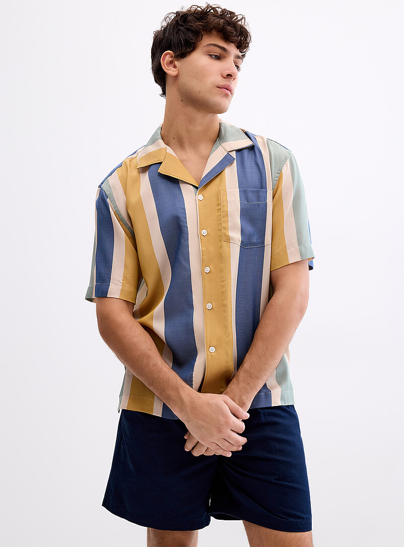 Vertical Stripe Cabana Shirt Comfort Fit