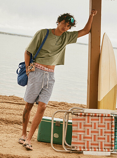 Woven check short