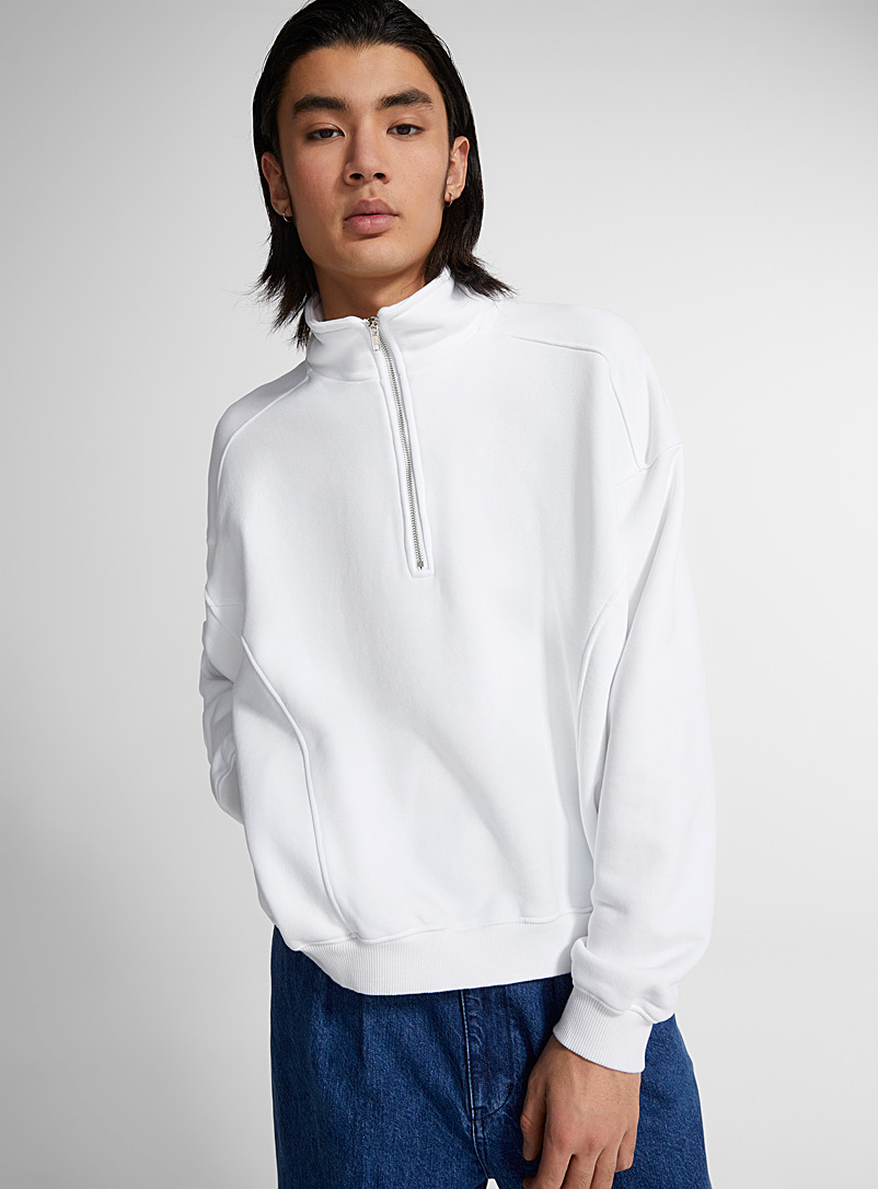 Le 31 White Graphic seam sweatshirt for men