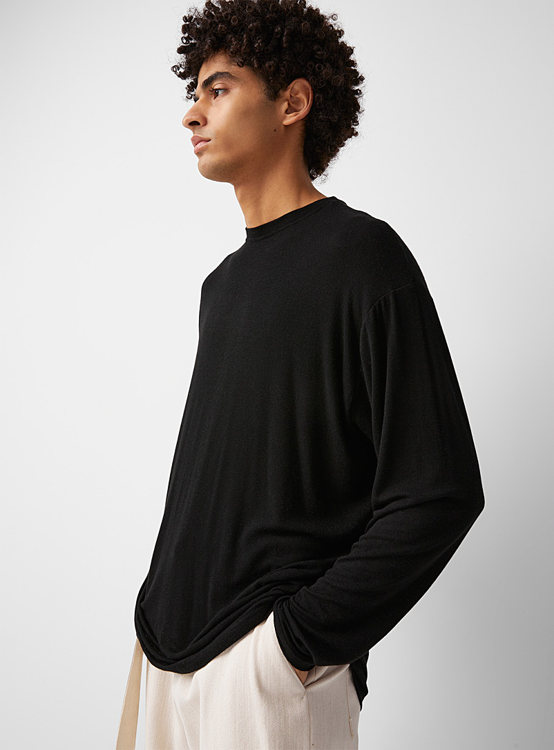 Le 31 Black Wool jersey T-shirt for men