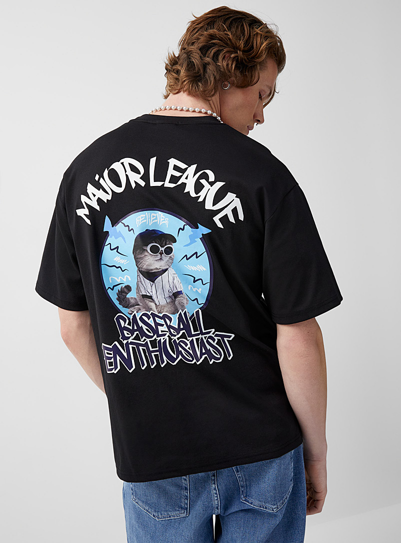 Djab Black Baseball Cat T-shirt for men
