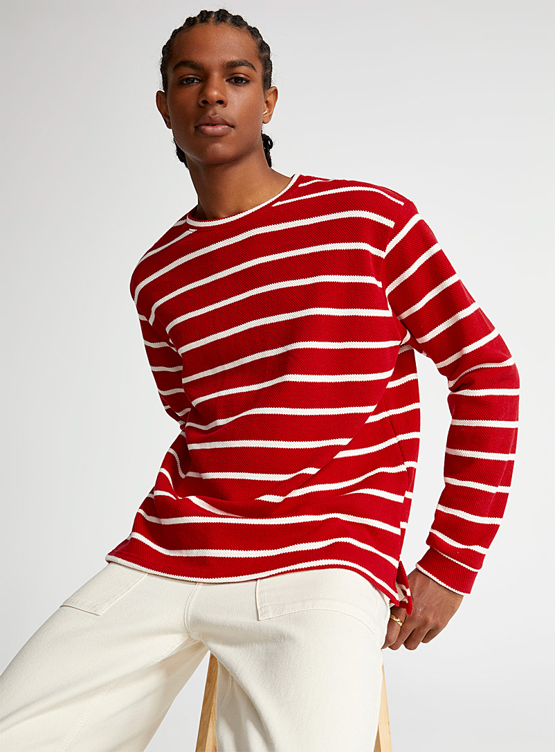 Le 31 Red Twin-stripe piqué T-shirt for men