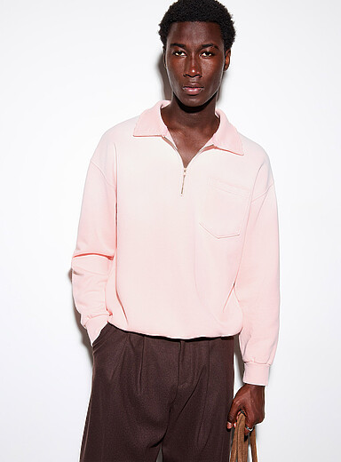 Zipped worn collar sweatshirt <b>Imported from Seoul</b>