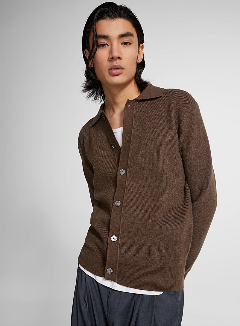 Le 31 Brown Point collar cardigan for men