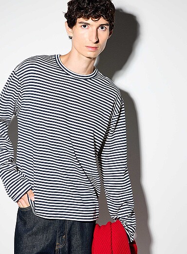 Le t-shirt manches longues rayures marine <b>Importation de S&eacute;oul</b>