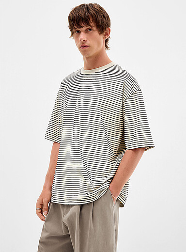 Faded striped T-shirt <b>Imported from Seoul</b>