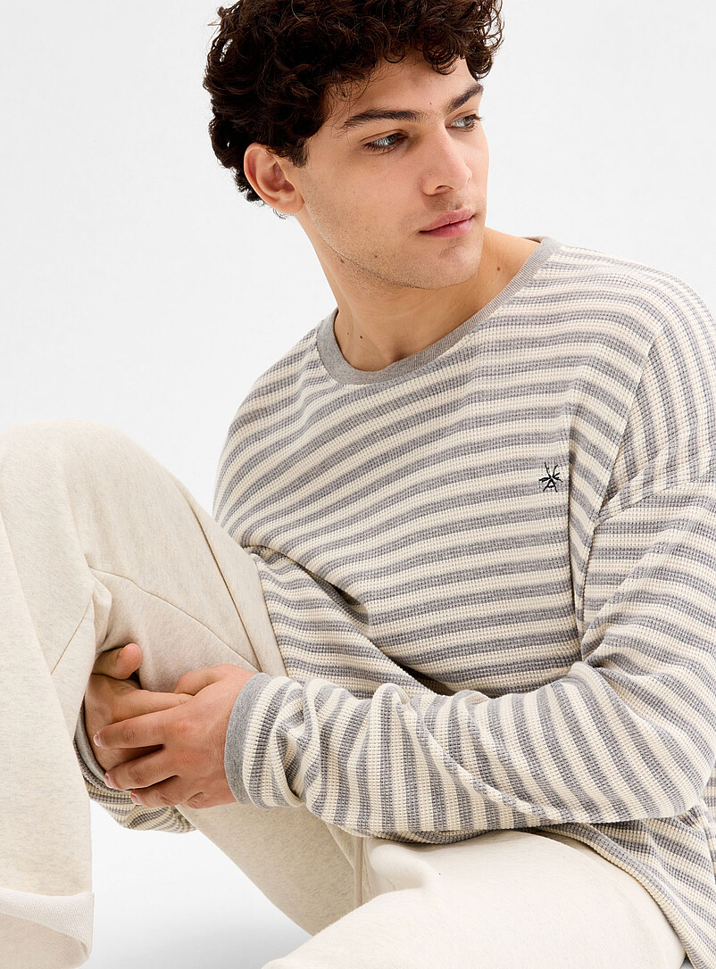 Twin-stripe waffle T-shirt Imported from Seoul product image (primary)