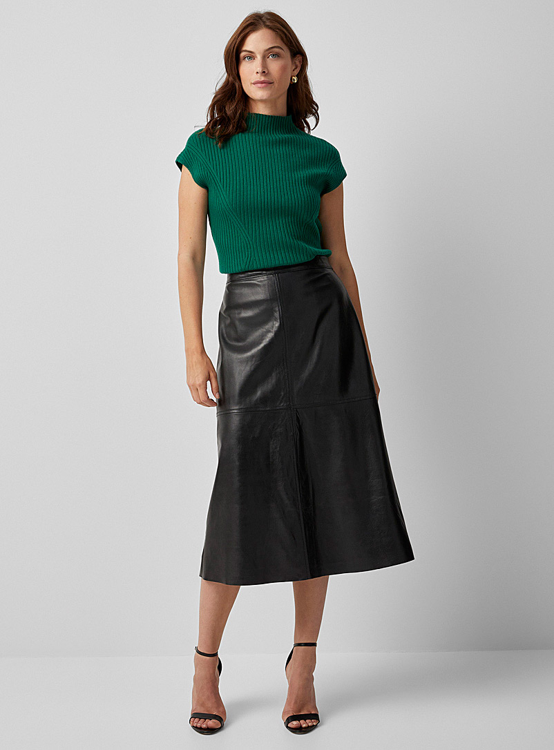 Iris Setlakwe Black Luxurious leather flared midi skirt for error