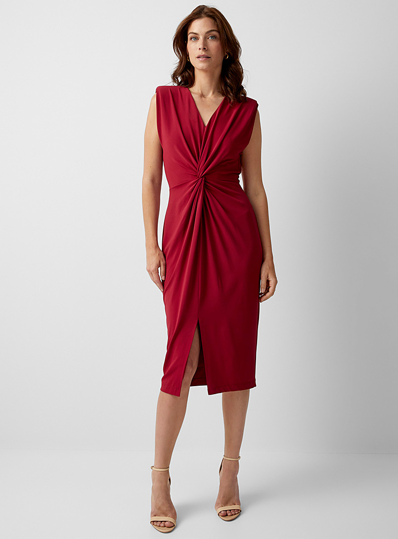 Iris Setlakwe Raspberry/Cherry Red Draped twists fitted dress for error