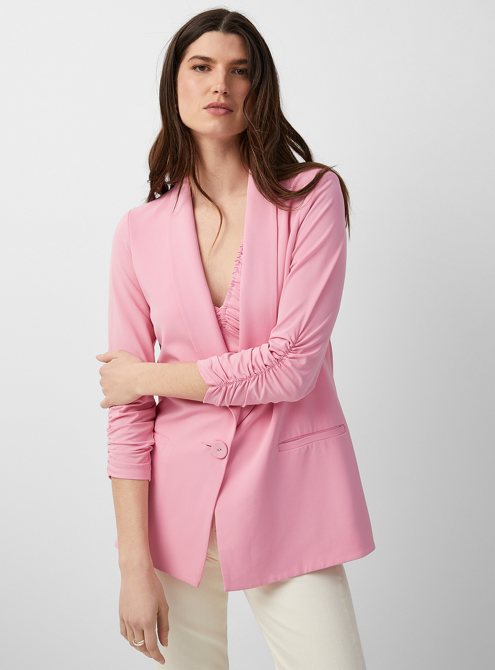 Iris Setlakwe - Gathered sleeves pink flowy Blazer Jacket