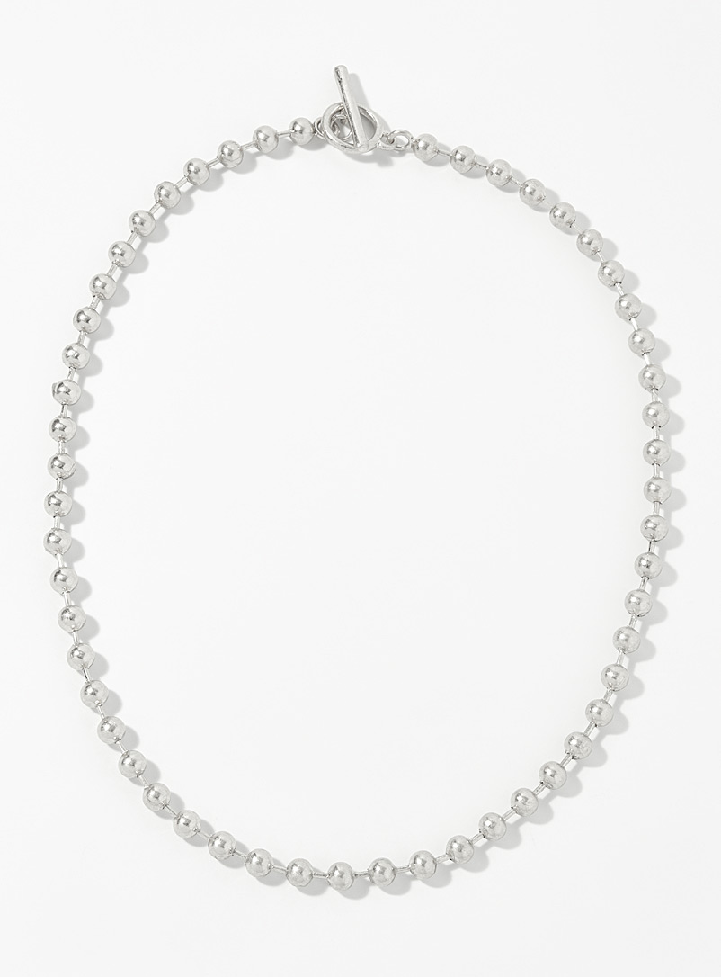 Le 31 Silver Metallic bead necklace for men