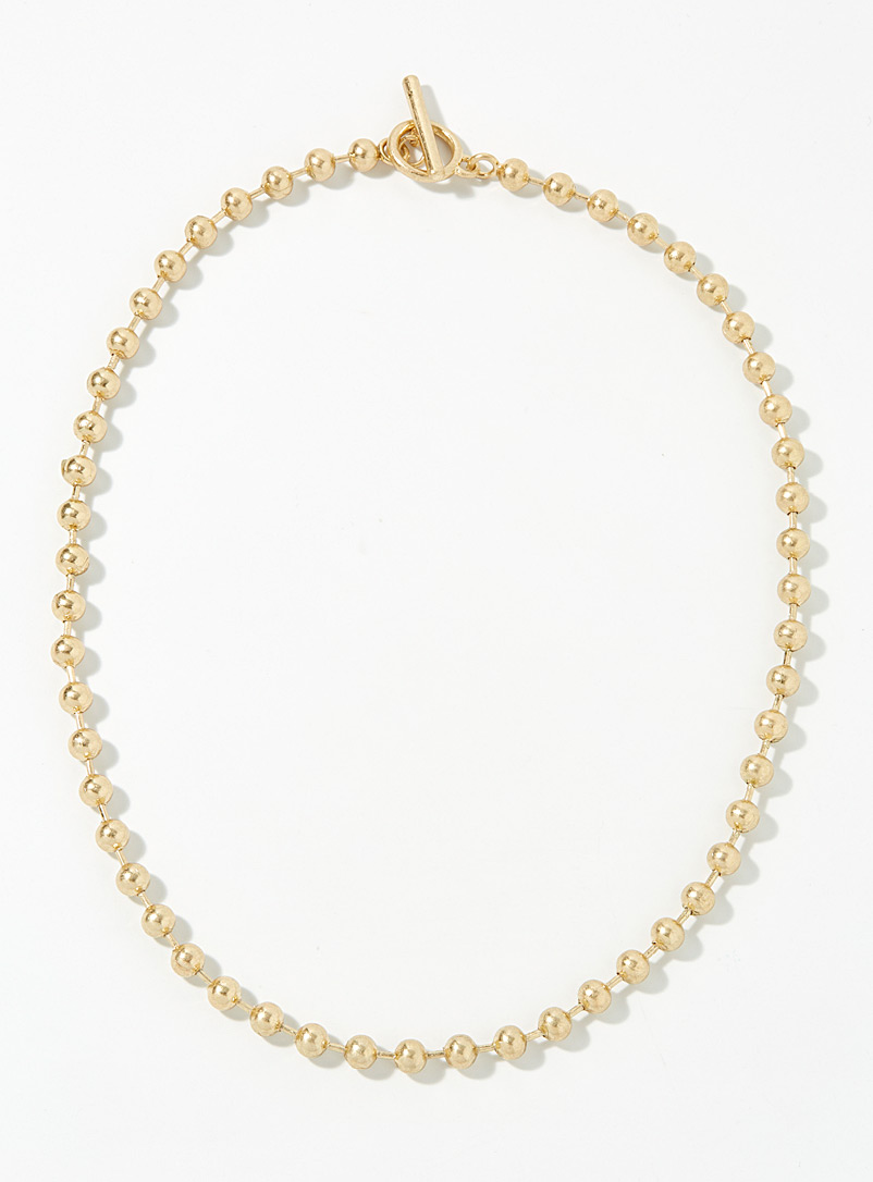 Le 31 Golden Yellow Metallic bead necklace for men