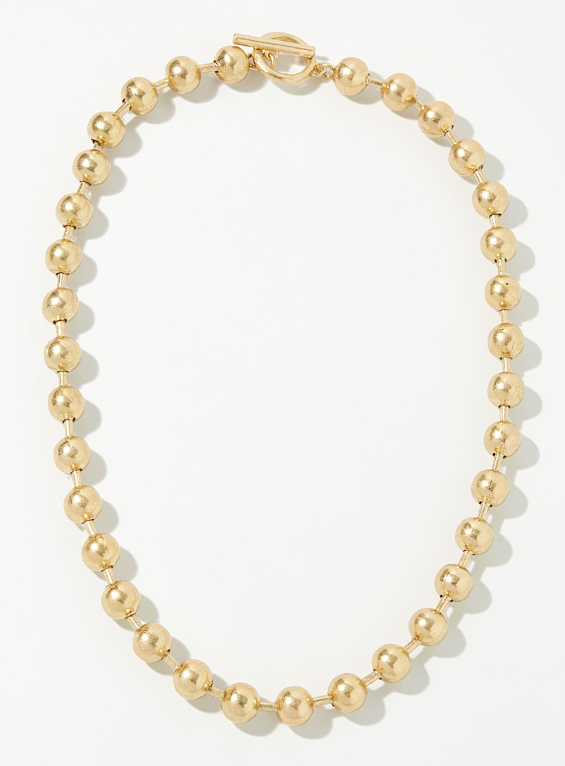 Le 31 Golden Yellow Oversized metallic bead necklace for men