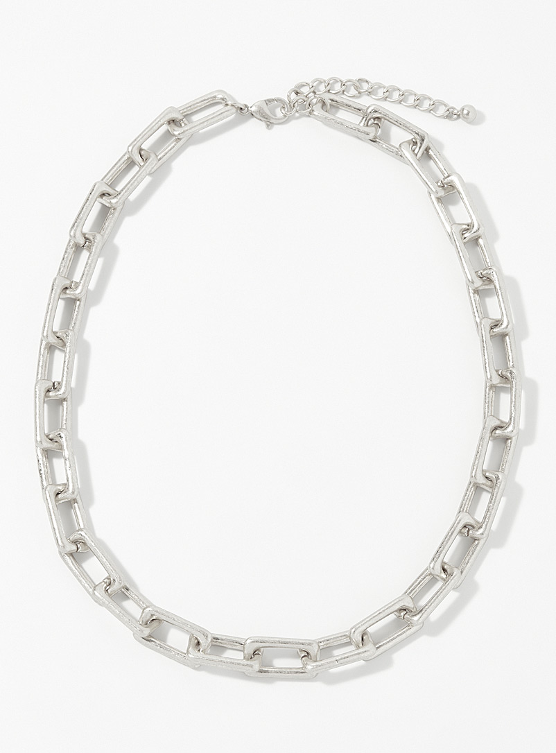 Le 31 Silver Rectangular link necklace for men
