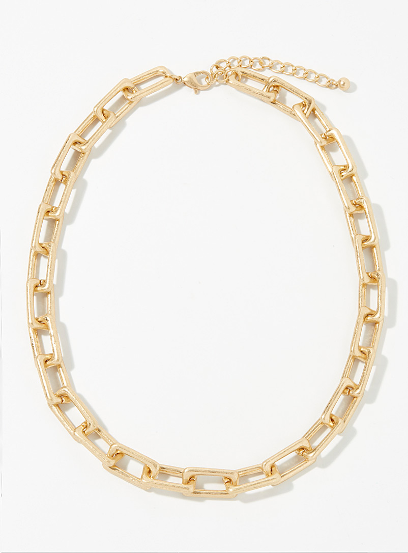 Le 31 Golden Yellow Rectangular link necklace for men