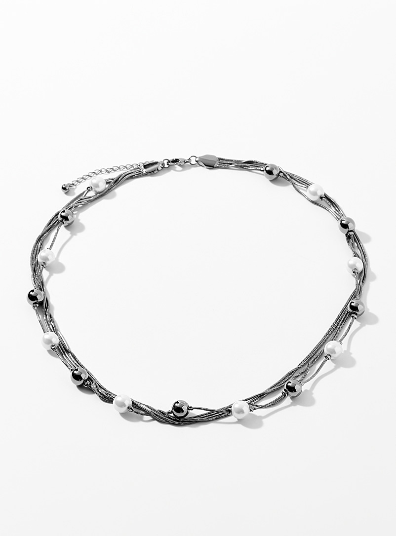 Le 31 Black Multi-row pearl necklace for men