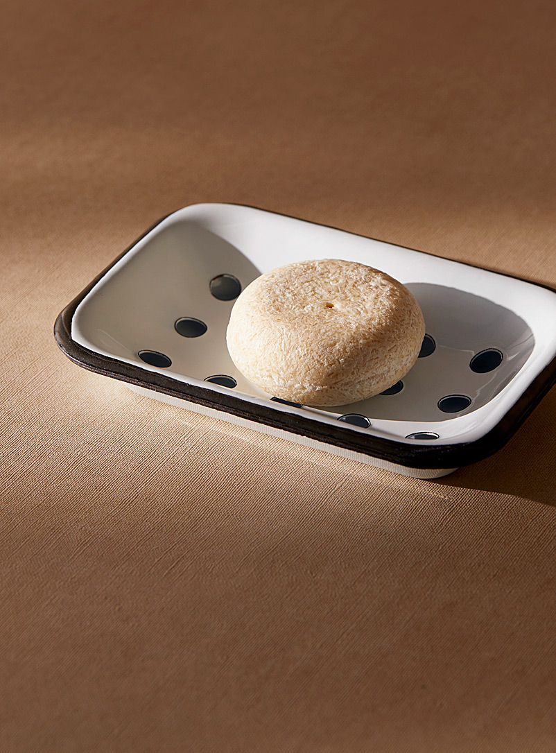 Simons Maison White Contrasting trim soap dish with drip tray 2-piece set