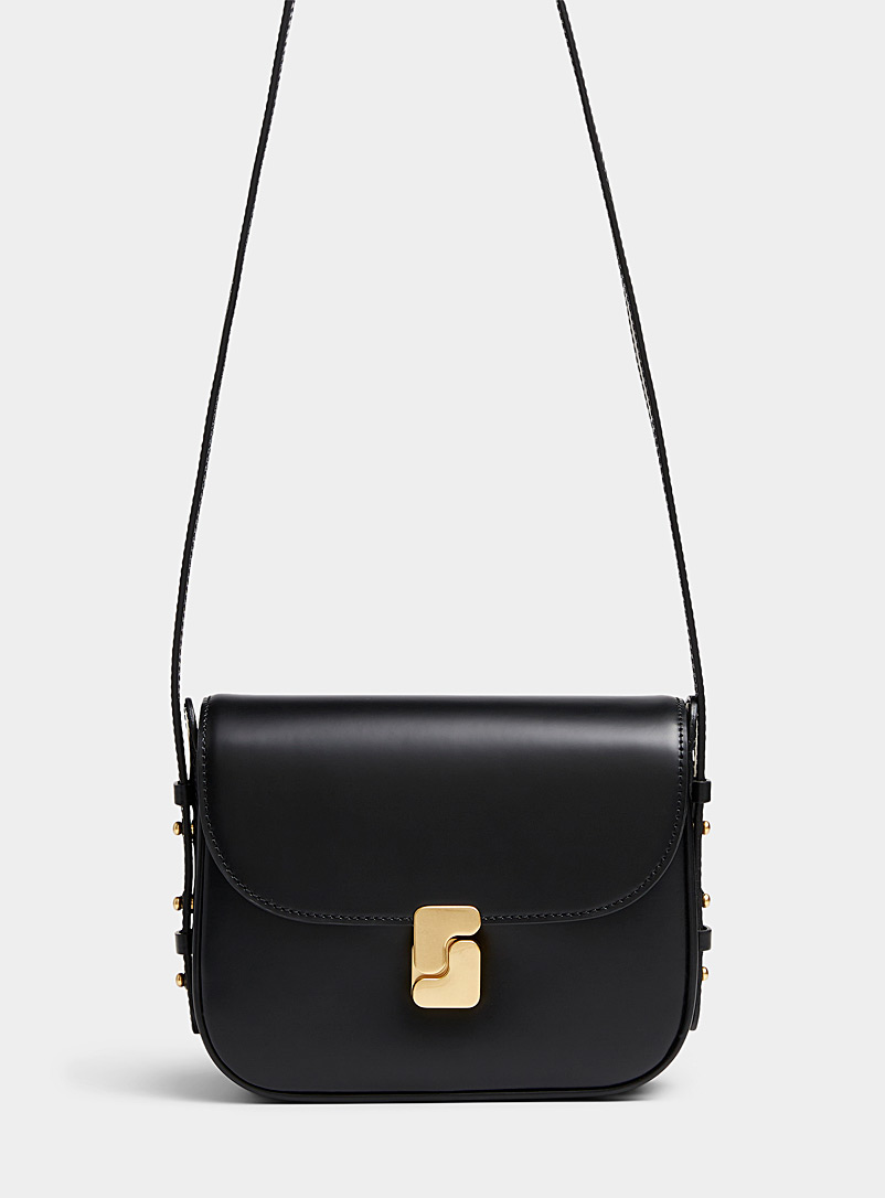 Soeur Black Bellissima leather mini saddle bag for women