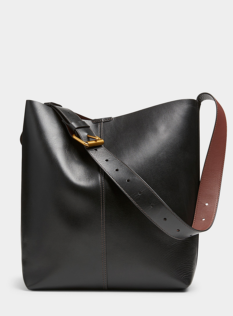 Soeur Black Saudade belt strap bucket bag for women