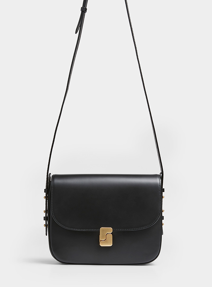 Soeur Black Bellissima leather saddle bag for women