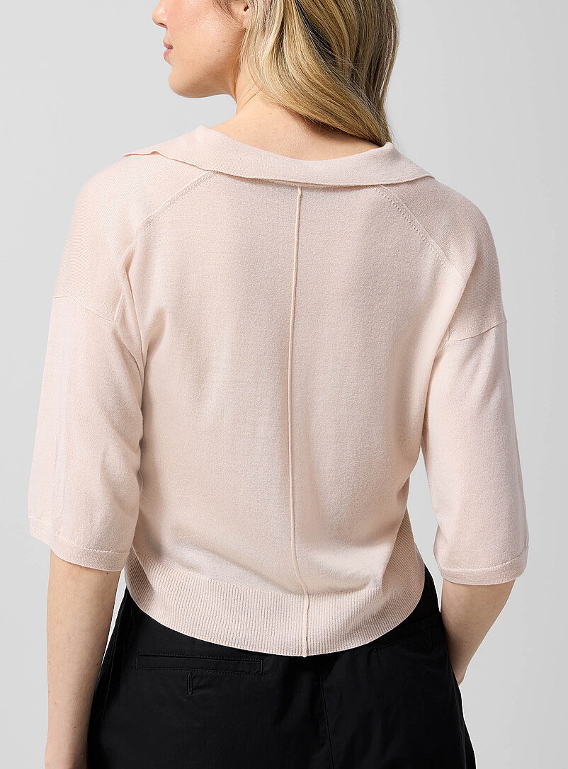 Soeur: Le chandail col Johnny pure laine m&eacute;rinos Elton Vieux rose pour femme