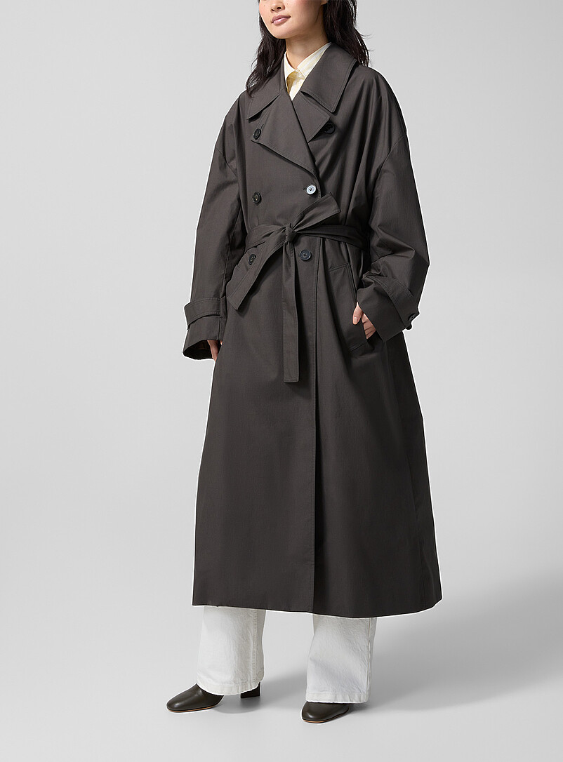 Soeur Slate Grey Helio loose trench coat for women