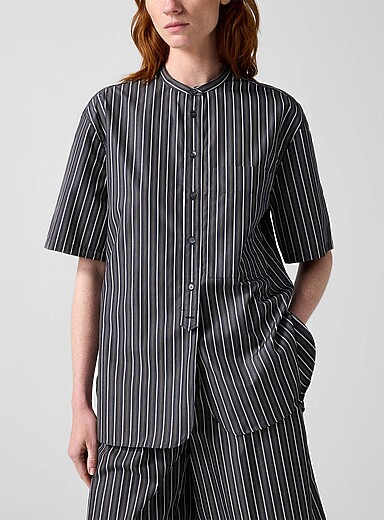 Soeur Patterned Black Hannah striped short-sleeve shirt for women