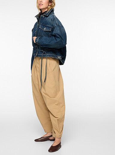 Soeur: Le pantalon ballon en coton Lambert Ivoire - Beige cr&egrave;me pour femme