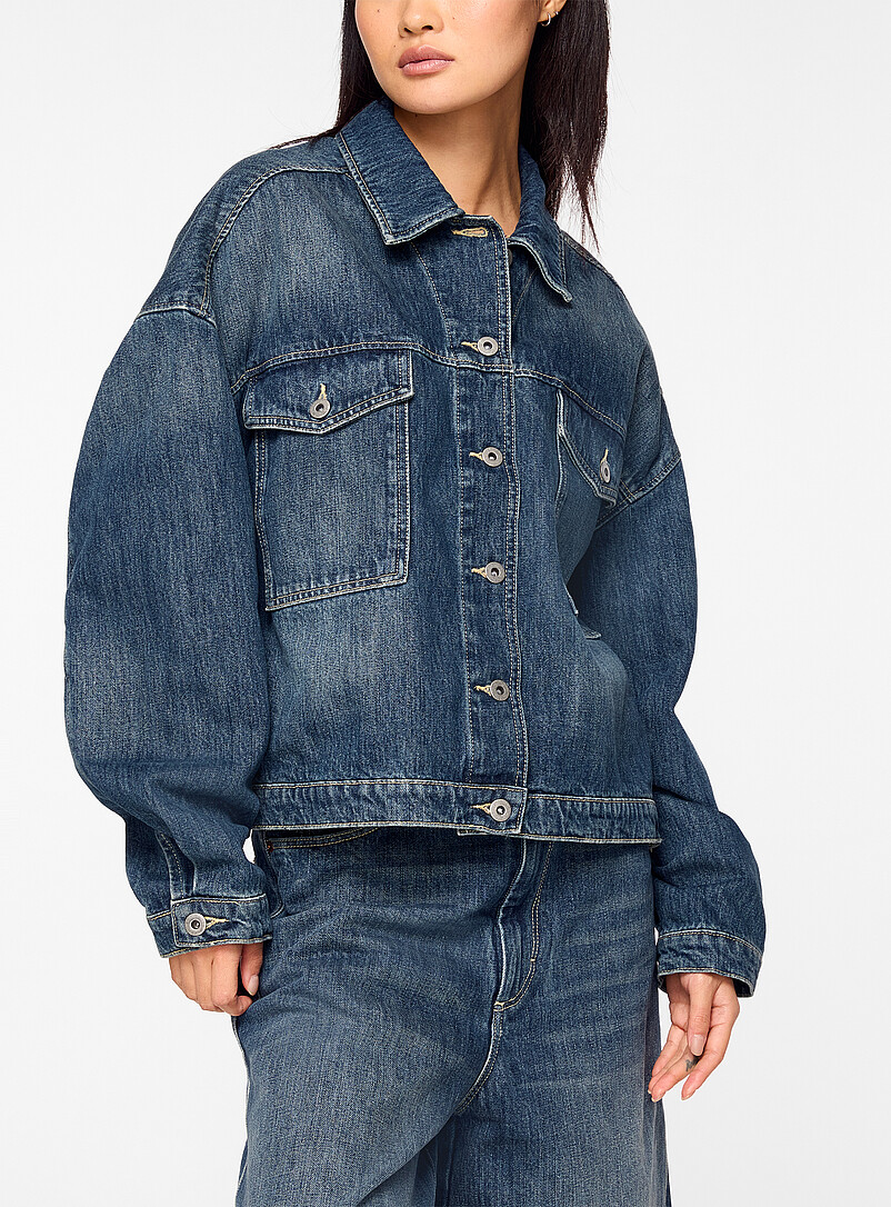 Lys belted faded blue jean jacket | Soeur | | Simons