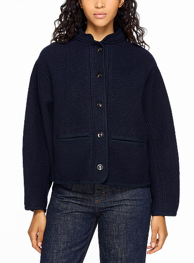 Soeur Navy/Midnight Blue Olympe boiled wool jacket for women