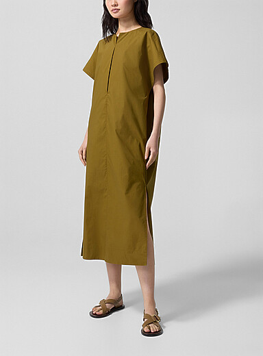 Soeur: La robe midi popeline olive Vert fonc&eacute; - Mousse pour femme