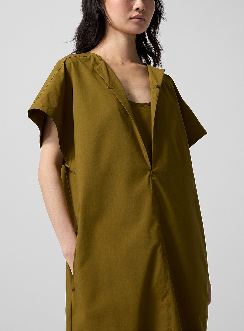Soeur: La robe midi popeline olive Vert fonc&eacute; - Mousse pour femme