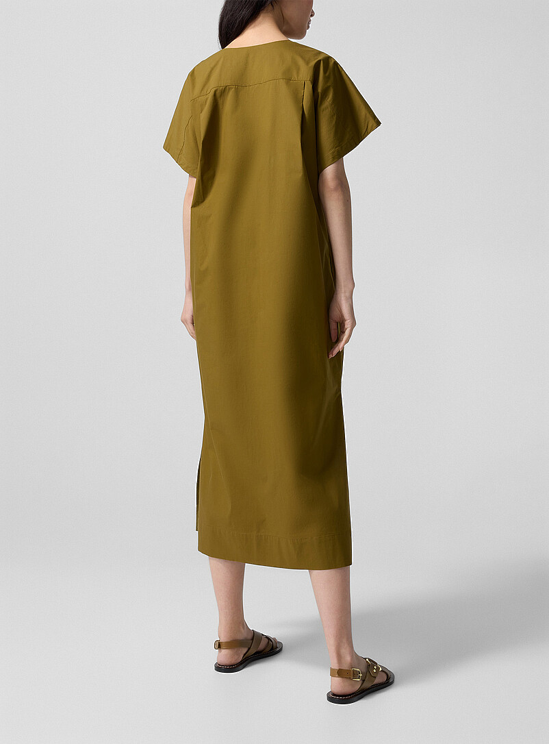 Soeur: La robe midi popeline olive Vert fonc&eacute; - Mousse pour femme