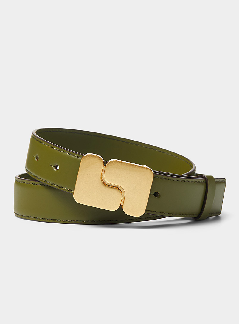 Soeur Mossy Green Ninon signature buckle belt for women