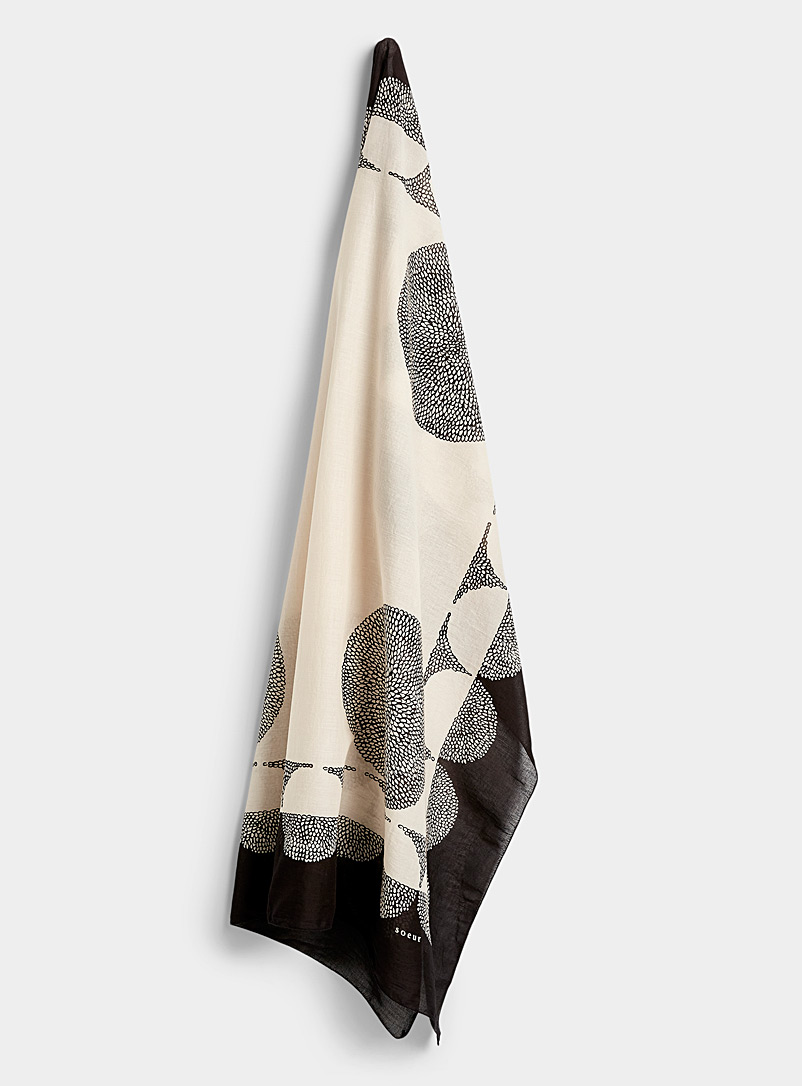 Soeur Patterned Black Sky oversized cotton scarf for women
