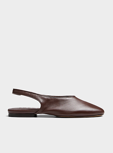 Emmett chocolate brown leather strapped ballet flats Women