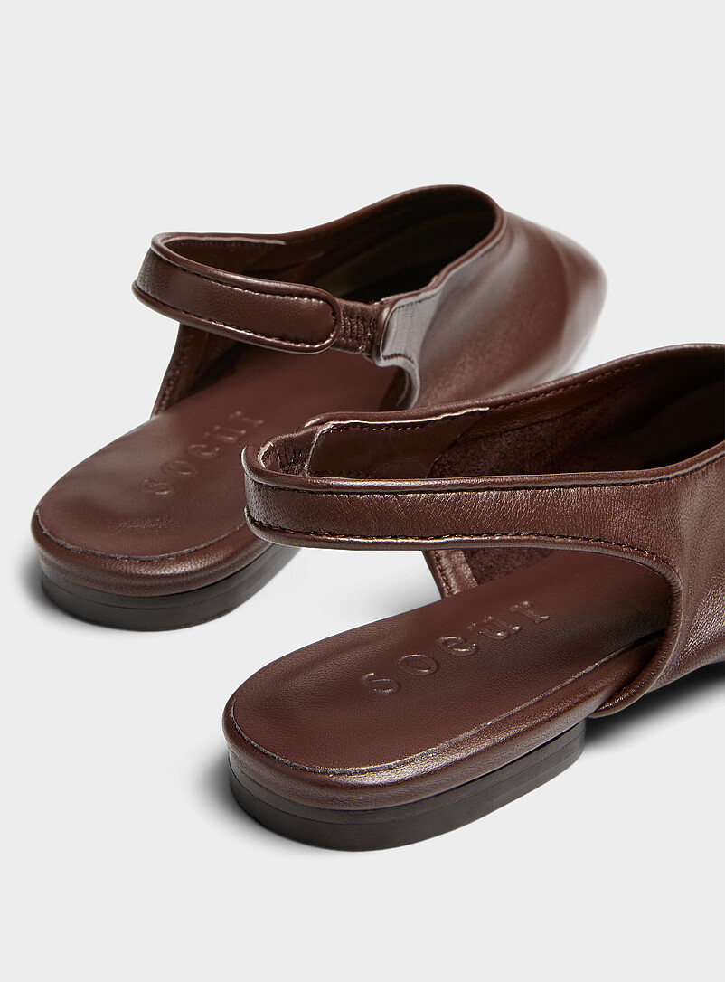 Soeur: La ballerine &agrave; bride cuir chocolat Emmett Femme Brun noisette pour femme