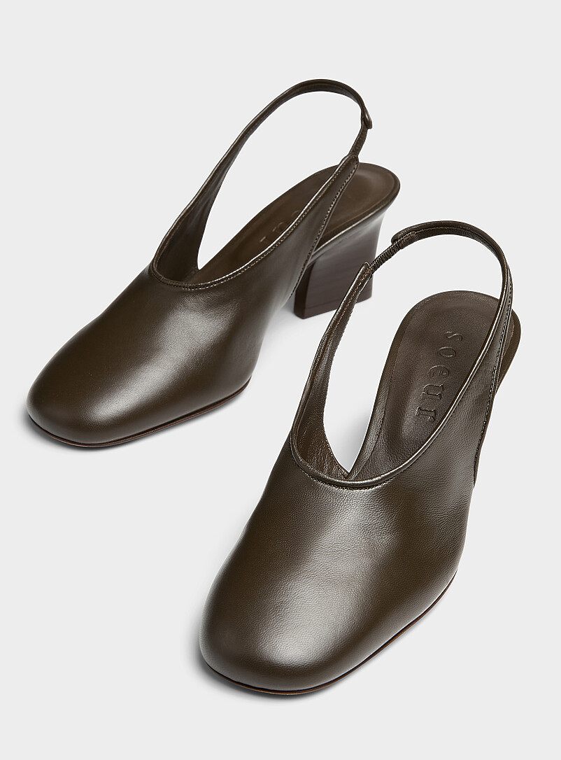 Soeur: L'escarpin cuir talon affin&eacute; Joan Femme Brun pour femme